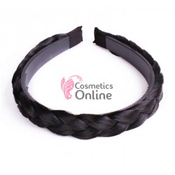 Bentita pentru par impletita spic din fibra sintetica lata BST002 Saten Inchis